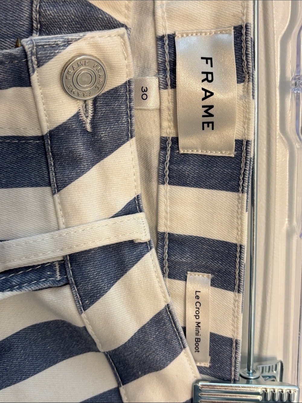 Frame Denim Navy and White Striped Women’s Jeans